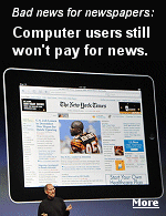 The rapid adoption of tablet computers like Apples iPad has not reversed the slide in paying customers for news, as media company executives had hoped. 